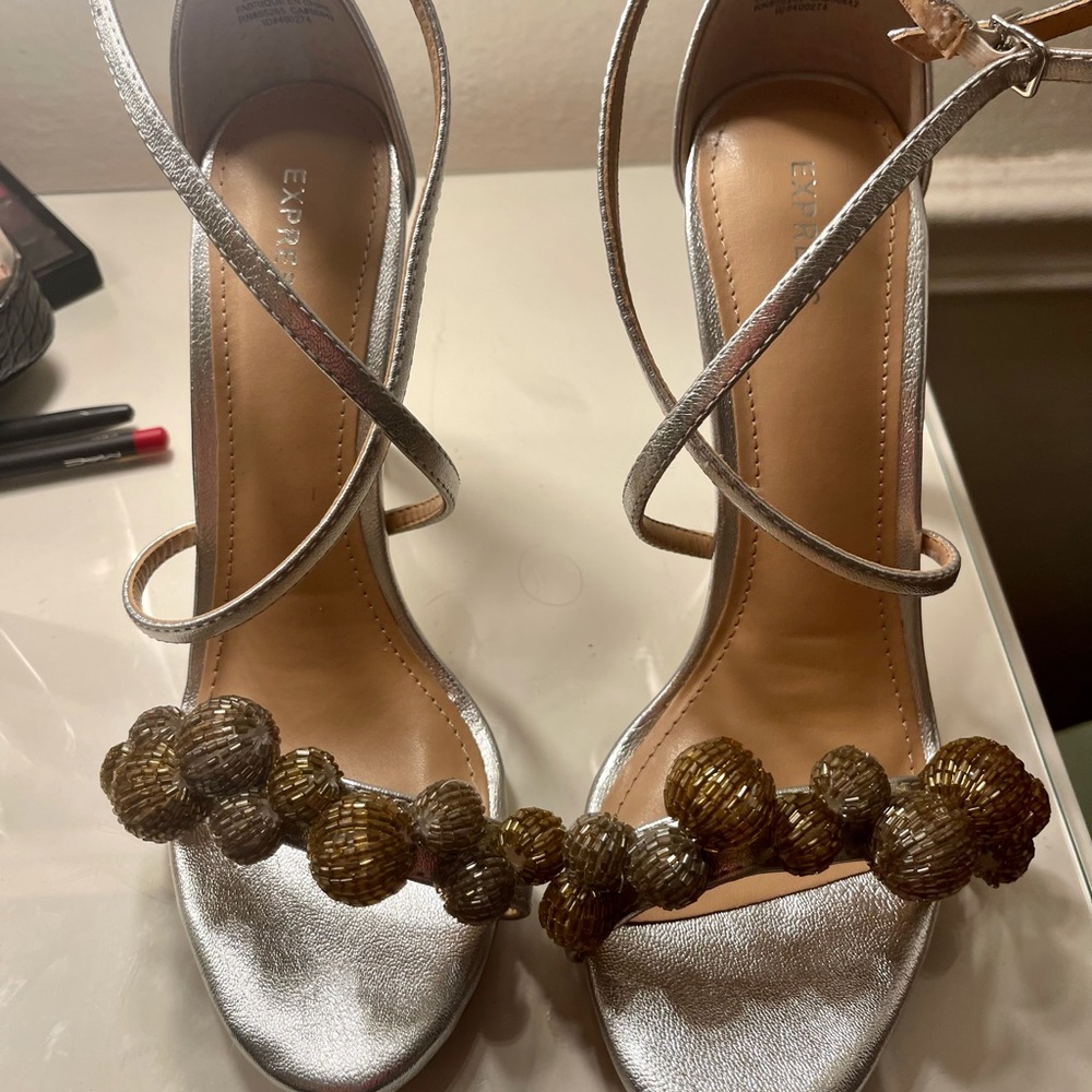 Silver high heels